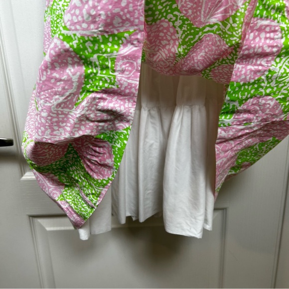 Lilly Pulitzer Dress Sz 0 Mini Green Pink Floral Fit & Flare A Line fully lined - Picture 9 of 12